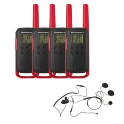 Motorola T62 (Red) Quad Pack + Closed Helmet Mics