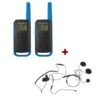 Motorola T62 (Blue) Twin Pack + Closed Helmet Mics