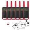 Motorola T62 (Red) Six Pack + Closed Helmet Mics