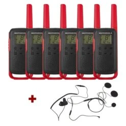 Motorola T62 (Red) Six Pack + Closed Helmet Mics
