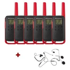 Motorola T62 (Red) Six Pack + Open Helmet Mics