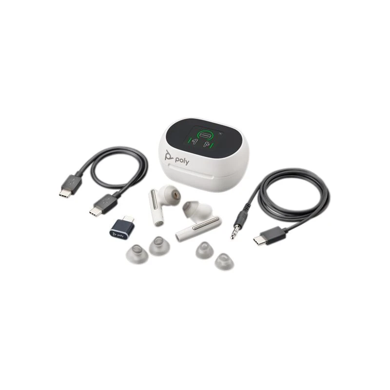 Poly Voyager Free 60+ UC White USB-C + Touchscreen Charging Case 2 Poly Voyager Free 60+ UC White USB-C + Touchscreen Charging Case - Image 2